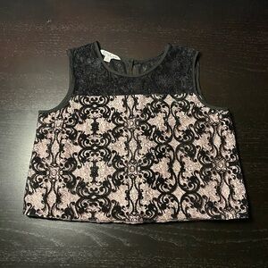 Pippa & Julie Black and Pink Lace Crop Top